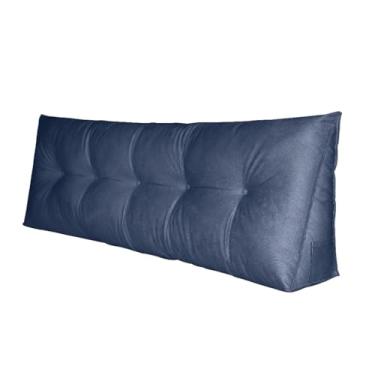 Imagem de Almofada Cabeceira casal140cm Encosto com bolso lateral (azul marinho)