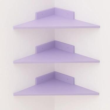 Imagem de Prateleira de Canto, Kit Trio Canto Prateleiras de Canto Mdf, 35x35cm(CANTO LILÁS)