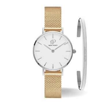 Imagem de Relógio Feminino Analógico Casual Delicado 32mm + Bracelete Prata - Ne