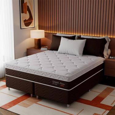 Imagem de Cama Box com Colchão Queen Sigma Flow (23x158x198) Marrom e Branco