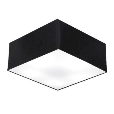 Imagem de Plafon Quadrado Vivare Md-3053 Cúpula Em Tecido 21/60x60cm - Bivolt Preto 127/220v