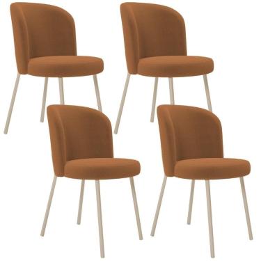 Imagem de Kit 04 Cadeiras Para Sala De Jantar Cozinha Estofada Gavi Arena L02 Bouclê Terracota - Lyam Decor