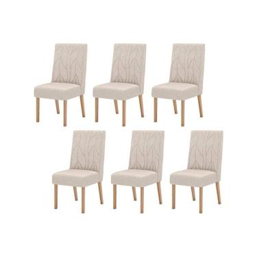 Imagem de Kit 6 Cadeiras Sala Jantar Eloá 6 Un Nature Suede Light Linho
