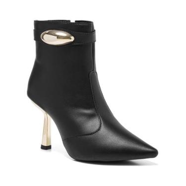 Imagem de Bota Feminina Cano Curto Bico Fino Salto Metalizado Lesma - Stessy Sho