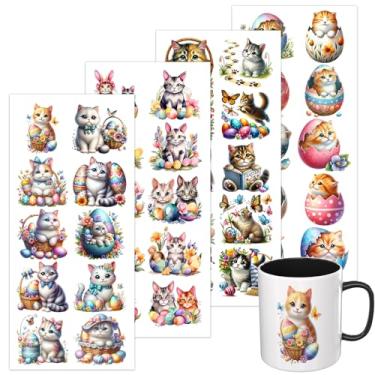 Imagem de Elewins Adesivos UV DTF - 4 peças UV DTF Cup Wrap adequado para 473 ml, canecas, cadernos, etc. para criatividade DIY, adesivo de transferência UV DTF de alta viscosidade (gato de Páscoa)