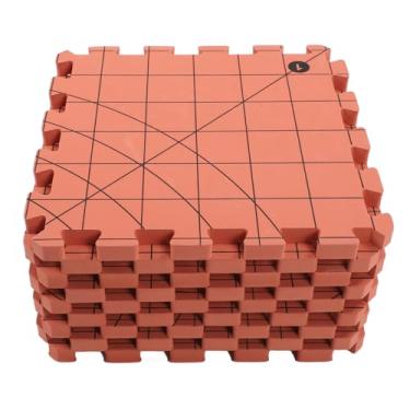Imagem de TOPINCN 9 PCS Tapetes de Bloqueio para tricô, Tapetes de Bloqueio de tricô Vermelho Tijolo Placa de Bloqueio de Espuma Interligada para Projetos de crochê, Placa de Bloqueio Espessa para