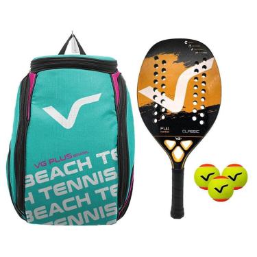 Imagem de Kit Com Raquete Beach Tennis Classic Full Carbon , 3 Bolas E 1 Mochila De Transporte Vg Plus-Unissex