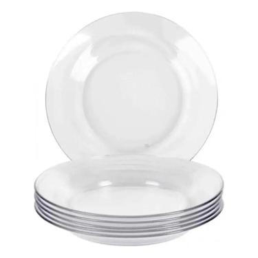 Imagem de 2X Conjunto 6 Pratos Fundo Refeição Vidro Resistente Jantar