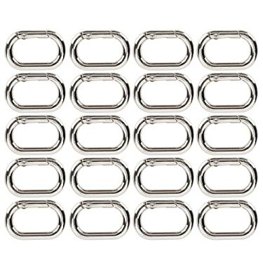 Imagem de Fivela de mola oval 23mm liga ganchos clipe leve durável abertura suave fechamento para bolsas bolsas chaveiros coleiras de cachorro dourado prata preto 20 peças (Prata Preto)