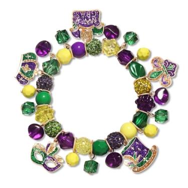 Imagem de Cinco De Mayo Pulseiras com Berloques para Mulheres, Pulseiras Elásticas com Contas Mexicanas Sombrero Abacate Pinata Pimenta Acessórios Mexicanos Lembranças de Festa, Large, Zinco, Sem Pedra Preciosa