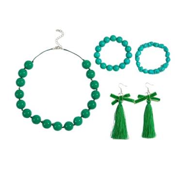 Imagem de HWJQ Conjunto de colar e brinco de flor preta em camadas de tecido floral rosa gargantilha colar preto grosso com contas de acrílico, Middle, Acrílico, Sem Pedra Preciosa