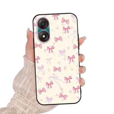 Imagem de Zrutru Linda capa de telefone de estrela de laço rosa para Zte Blade A34 16,8 cm, desenho kawaii, padrão de laço, design estético, capas de silicone macio TPU fino à prova de choque capa de telefone
