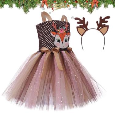Imagem de Shakven Fantasia de tutu de cervo, tutu de cervo para meninas | Tutu de fantasia de animal com faixa de chifre de chifre,Roupa tutu para meninas de 2 a 12 anos, fantasias de animais para cosplay de