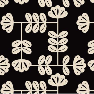 Imagem de HeloHo Descole e cole papel de parede preto e creme papel de parede floral geométrico moderno 1,000 x 43,9 cm vintage autoadesivo removível espesso impermeável papel de contato para armário quarto