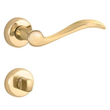 Imagem de Fechadura Conceito Vento Banheiro 55mm Latão Polido Dourado Lockwell