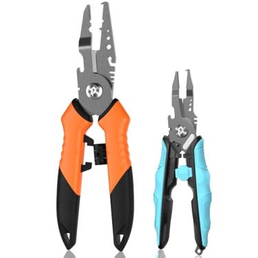 Imagem de Pullther Fishing Alicate de anel dividido de pesca de 19 cm, alicate de pesca de 14 cm, equipamento de pesca multifuncional com revestimento de teflon, ferramentas de pesca de aço inoxidável