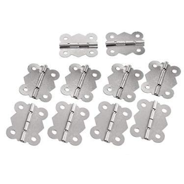 Imagem de 10 pcs Antique Bronze Borboleta Armário De Porta dobradiças De Ferro De Ferro Acessórios Móveis Caixa De Madeira Dobradiças Móveis Móveis 40x34mm YYDFPIIA (Color : Silver)