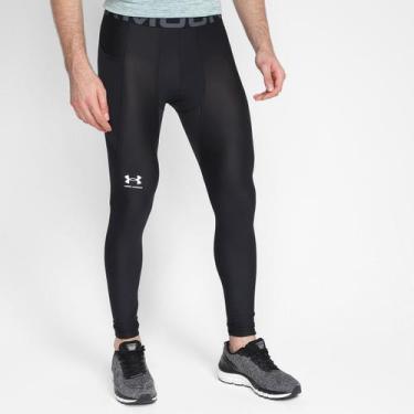 Imagem de Calça Legging Under Armour HG Masculina, Preto, Branco, M