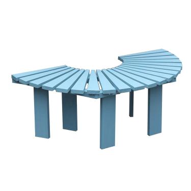 Imagem de TRGCJGH Bancos de jardim semicirculares, banco externo de madeira maciça, banco de jardim de árvore, banco de parque para pátio, jardim, deck e quintal (azul)