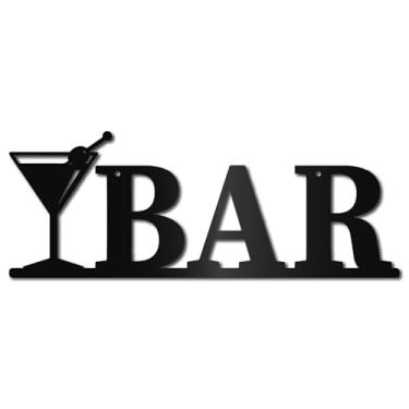 Imagem de CREATCABIN Placa de metal preta decorativa arte de parede barra de ferro escultura de vinho moderna decoração de parede para casa decoração enfeites para casa cozinha sala de jantar loja escritório