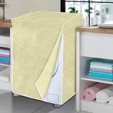 Imagem de Cobertura Capa Protetora Flanelada PVC Perolizada Bege GG Lavadora 8,5kg 10kg LG Samsung Eletrolux Durabilidade.