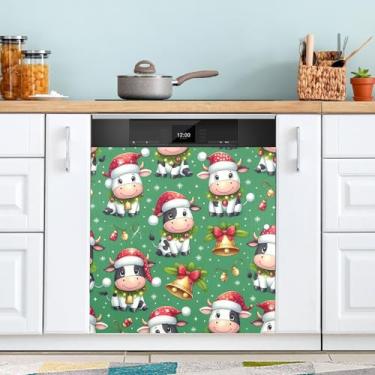 Imagem de ATTX Capa de ímã de lava-louças de vacas natalinas, 58,4 cm C x 66 cm A decoração da capa da máquina de lavar louça, decalques de armário doméstico adesivos de eletrodomésticos #533
