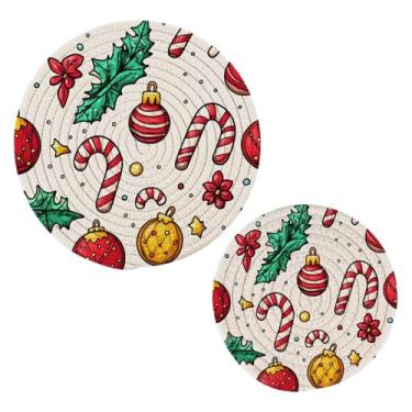 Imagem de Blueangle 2 peças de suporte de panela de biscoito de gengibre - conjunto de pegadores de panela de tecido redondo - almofadas quentes trançadas de algodão - porta-copos - tapetes de mesa para