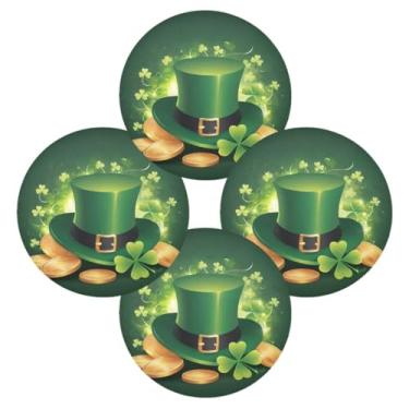 Imagem de ATTX Jogo americano redondo de chapéu de São Patrício para mesa de jantar, jogo americano de decoração do dia de São Patrício, tapetes para mesa de cozinha, conjunto para 4#197