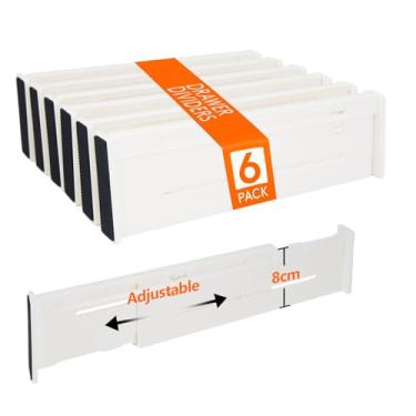 Imagem de DCRWVCTON Pacote com 6 divisórias organizadoras ajustáveis para guarda-roupa, roupas de bebê, cosméticos e artigos de higiene pessoal – solução de armazenamento expansível para gavetas