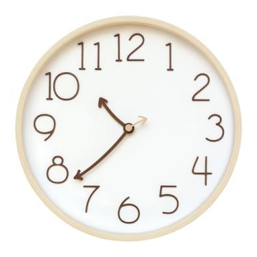 Imagem de Relógio de parede Relógio de parede em madeira maciça com visor digital grande, funcionamento silencioso e alimentado por bateria para decoração de casa(Natural wood color)