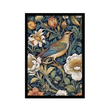 Imagem de William Morris Flor Pássaros Pavão Poster Kew Gardens Impressão em Tela Pintura Floral Arte de Parede Impressões Botânicas Sala de Estar Decoração de Casa (SKU1,30.5x45.7 cm = (30x45 cm), Moldura de