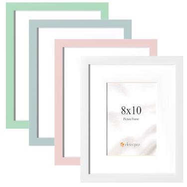 Imagem de eletecpro Conjunto de 4 molduras coloridas de 20 x 25 cm, moldura colorida com capa de acrílico para crianças, tela de 13 x 18 cm com tapete ou 20 x 25 cm sem, decoração de parede de quarto de menina