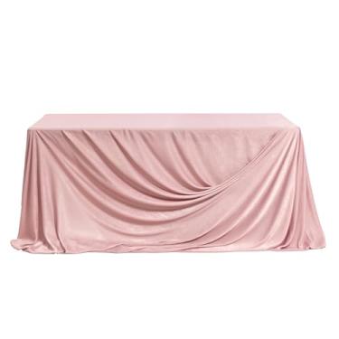 Imagem de Ling's moment Toalhas de mesa de casamento Dusty Rose em veludo amassado premium, 2,7 m x 3,4 m, serve para mesa retangular/redonda de coração e cabeça de 1,2 m para recepção de casamento, chá de