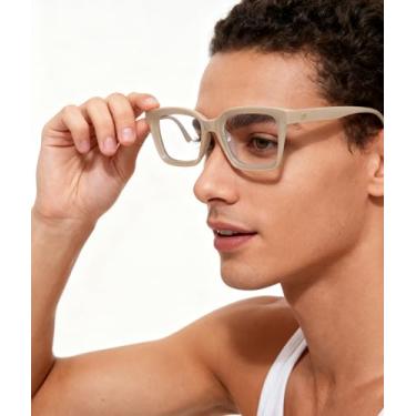 Imagem de Óculos clássicos modernos e grossos com armação quadrada transparente para mulheres e homens, lentes destacáveis, sem receita médica, óculos para uso diário, Marrom