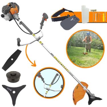 Imagem de Roçadeira Completa Tekna RL520P À Gasolina 2 Tempos 52cc 2HP 10.000rpm 3 Opções de Corte Com Lâmina Facão + Lâmina 3 Pontas + Carretel de Nylon