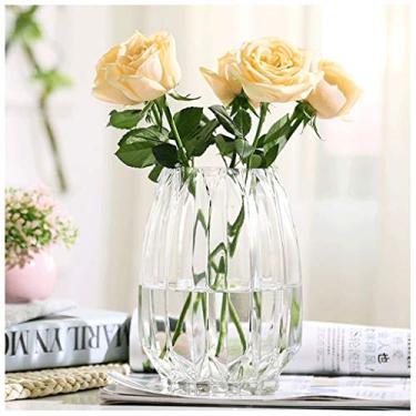 Imagem de Vaso de vidro para flores, moderno, simples, puro, flauta vertical, soprado, vaso de vidro transparente, flor de bambu rico em rosas lírio, vaso de vidro (este produto apenas vende vasos) artesanato