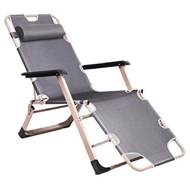 Imagem de Cadeira dobrável multifuncional, espreguiçadeira confortável, cadeira de soneca de escritório, cadeira de praia com gravidade zero, reclinável a 40°, ajuste de pedal de 3 passos
