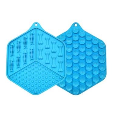 Imagem de Comedouro Interativo Lento para Cachorro Pet Tapete Ventosa Petisqueira Anti Stress Colorido Cães (Azul)