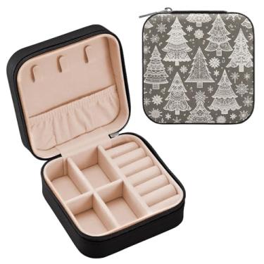 Imagem de Wassud Caixa de joias de viagem cinza para mulheres, meninas, senhoras, noiva, mini organizador de joias de couro PU, caixa quadrada de armazenamento de joias para brincos, anéis, colar e pulseiras