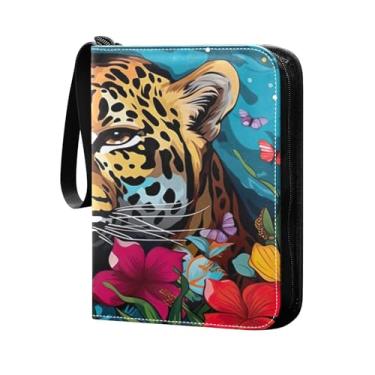 Imagem de Wassud Fichário de 4 bolsos, tigre em flores, comporta 400 cartões padrão, álbum TCG CCG MTG à prova d'água, presentes para colecionadores, meninos e meninas