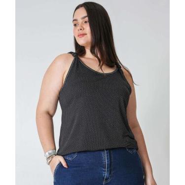 Imagem de Blusa Plus Size Feminina Brilho Lurex Nó Marisa Preto-70032, G4, Preto