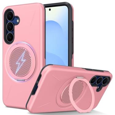 Imagem de DNTMZIN Capa para Samsung Galaxy S25 FE com suporte magnético invisível [proteção militar contra quedas] [compatível com MagSafe] para Galaxy S25 FE rosa 023-S25FE-06