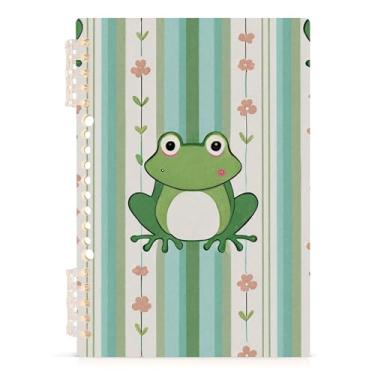 Imagem de Burbuja Caderno de listras sapo, papel pautado universitário A5 com 60 folhas, caderno de anotações para diário, escritório, 1 pacote