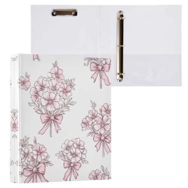 Imagem de STAYTOP Organizador de fichário redondo buquê, fichário de 3 anéis com prancheta (carta A4), fichário fofo para material de escritório escolar