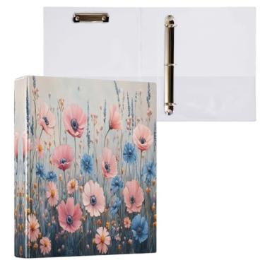 Imagem de STAYTOP Organizador de fichário redondo de flores silvestres em aquarela, fichário de 3 anéis com prancheta (carta A4), fichário fofo para material de escritório escolar