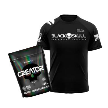 Imagem de Kit Creatina Creator 500g + Camiseta Dry Fit Black Skull G