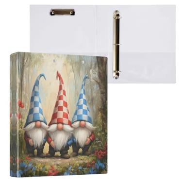 Imagem de STAYTOP Organizador de fichário redondo com três gnomos fofos, fichário de 3 anéis com prancheta (carta A4), fichário fofo para material de escritório escolar