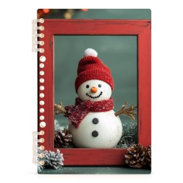 Imagem de Burbuja Caderno de boneco de neve de Natal, papel pautado universitário A5 com 60 folhas, fichário para escritório, 1 pacote