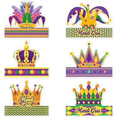 Imagem de POSLIUE Mardi Gras Crown Kits - 24pcs Mardi Gras Photo Booth Props For Kids, King Crowns For Party Supplies, Paper Crown