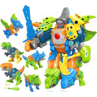 Imagem de Brinquedo de Montar Dinossauro Robô 5 em 1 Infantil – Dinossauro Transformável com Ferramentas DIY Educativo, Brinquedo Criativo de Montagem, Presente para Meninos e Meninas 3+ Anos